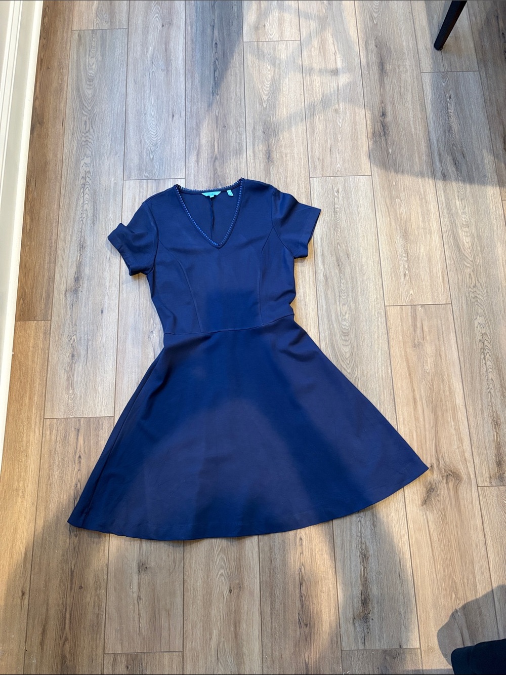 Draper James Navy Fit-and-Flare V-Neck Dress